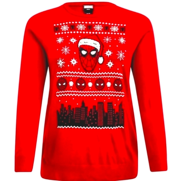 ❤NWT VINTAGE TORRID SPIDER MAN FAIR ISLE UGLY CHRISTMAS SWEATER MARVEL HOLIDAY - Picture 11 of 15